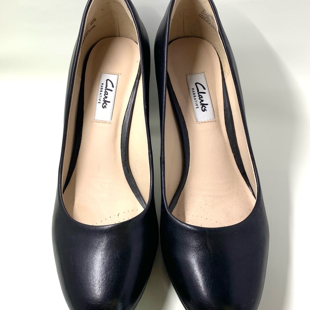 Clarks black high heels.